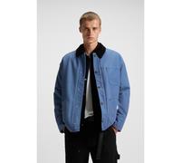 HUGO Veste Oversize en toile de coton avec col en velours côtelé - Style Brams254W1, 50546738 Bleu L