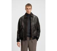 HUGO Veste Regular en cuir traité - Style Laviat, 50541865 Marron foncé M