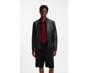 HUGO Veste Slim en cuir grainé - Style Lokis-3, 50540984 Noir S