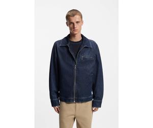 HUGO Veste zippée en denim bleu avec poche-poitrine - Style Elzo, 50551917 Bleu foncé S