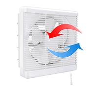 HUGOOME Taille ouverte 200*200mm Extracteur d'air, Ventilateur d'extraction 300m³/h 25W, Ventilateur mural réversible dans Deux Sens, pour salle de bain Cuisine grenier fenêtre Garage (Pas de prise)