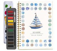 Hugs Garden - Cahier d'aquarelle Hugsgarden - Cahier d'aquarelle facile pour les débutants - Carnet d'exercices d'aquarelle dispersée - Scènes naturelles faciles (bord de mer)