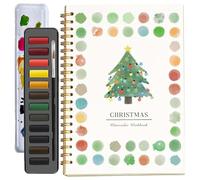 Hugs Garden - Cahier d'aquarelle Hugsgarden - Cahier d'exercices d'aquarelle facile pour les débutants - Ensemble de peinture de scènes naturelles faciles (Noël)