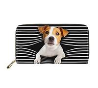 HUGS IDEA Buttefly Portefeuille long en cuir PU pour femme, Jack Russel Terrier, Décontracté