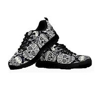 HUGS IDEA Chaussures de course légères et flexibles pour femme Motif crâne floral, Tête de mort florale 2, 37 EU