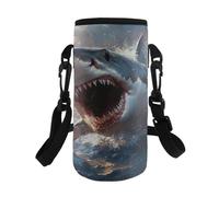 HUGS IDEA Cool Shark Porte-bouteille d'eau réglable avec sangle anti-poussière et anti-chocs pour enfants, activités de plein air