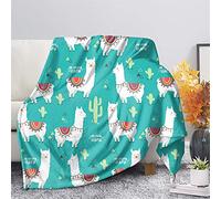 HUGS IDEA Couverture d'hiver en polaire moelleuse avec motif de dessin animé alpaga, lama, cactus, géométrie triangulaire, soulage le stress et aide à dormir - 2XL