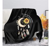 HUGS IDEA Couverture moelleuse et duveteuse avec attrape-rêves tournesol, couverture noire fleur de lune et soleil - Couverture lestée pour soulagement de la pression - Couverture duveteuse imaginaire
