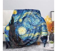 HUGS IDEA Couverture Van Gogh avec imprimé Nuit étoilée - Couverture en polaire Sherpa - Peinture à l'huile - L