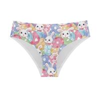 HUGS IDEA Culotte sans couture à imprimé animal mignon pour femmes, Œufs de Pâques Cartoon Bunny, M