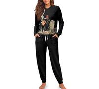 HUGS IDEA Ensemble de pyjama 2 pièces à manches longues pour femme, Tombe squelette rose, XXL
