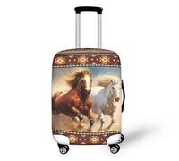 HUGS IDEA Housse de protection élastique lavable en polyester pour valise de voyage de 45,7 à 81,3 cm, Imprimé tribal aztèque cheval, L(25"-28" Cover)