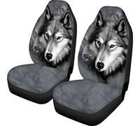 Hugs Idea Housse de siège de voiture Motif Loup Animal 3D Décoration intérieure de voiture Ajustement universel Housse de coussin