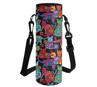 HUGS IDEA Housse de transport isotherme en néoprène pour bouteille d'eau, Chats colorés., L, Organiseur de sac Z19