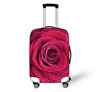 HUGS IDEA Housses de protection pour bagages de voyage à imprimé floral pour valise de 45,7 à 76,2 cm, Rose 3, L (26"-30" cover)