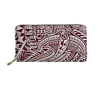 HUGS IDEA Long portefeuille vintage tribal ethnique, style indien classique, motif géométrique bohème, sac à main en cuir PU pour femme