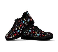HUGS IDEA Lovely Dinosaure Fleur Drôle Dessin Animé Imprimer Classique Baskets Sport Formateurs Course Quotidienne Chaussures - Noir - Dentiste 4., 38 EU