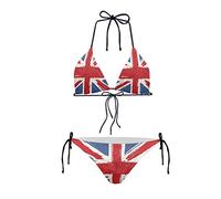 HUGS IDEA Maillot de bain 2 pièces pour femme - Triangle - Dos nu - Rembourré - Drapeau national - Fleur - Coquille de fruits, drapeau britannique, M