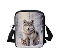 HUGS IDEA Mini sac à bandoulière à motif animal pour téléphone portable, Loup enneigé