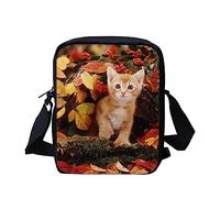 HUGS IDEA Mini sac à bandoulière avec motif animal, Chat dans les feuilles d'automne