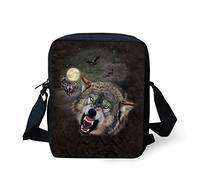 HUGS IDEA Mini sac à bandoulière tendance avec imprimé loup, Wolf2, S, Sac bandoulière