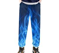HUGS IDEA Pantalon de jogging pour enfants - Pantalon de sport décontracté pour garçons, Flamme bleue., 14-15 Ans