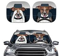 Hugs Idea Pare-soleil de voiture pour pare-brise drôle Motif chien pliable universel humoristique Accessoires auto 2 pièces pour femme