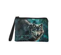 HUGS IDEA Petit porte-monnaie portable avec dragonne pour le voyage, loup, Pochette à monnaie