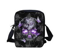 HUGS IDEA Petit sac à bandoulière en forme de visage d'animaux, Tête de mort papillon violet, Small