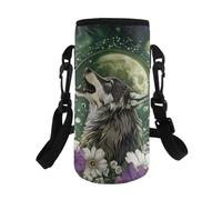 HUGS IDEA Porte-bouteille d'eau en polyester lavable en machine pour garçons, Moon Wolf., L, Organiseur de sac