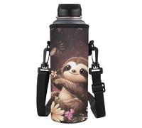 HUGS IDEA Porte-bouteille d'eau lavable en machine avec sangle réglable, Paresseux mignon., L, Organiseur de sac