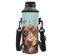 HUGS IDEA Porte-bouteille d'eau léger avec sangle pour voyage en plein air, Teckel mignon, L, Organiseur de sac