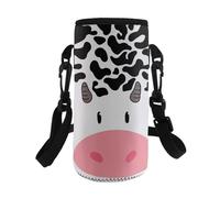 HUGS IDEA Porte-bouteille d'eau pour enfants avec bandoulière réglable, imprimé vache, L, Organiseur de sac