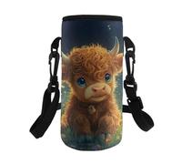 HUGS IDEA Porte-bouteille d'eau pour filles et enfants avec bandoulière réglable, Bétail mignon, L, Organiseur de sac