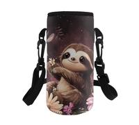 HUGS IDEA Porte-bouteille d'eau pour filles et enfants avec bandoulière réglable, Paresseux mignon., L, Organiseur de sac