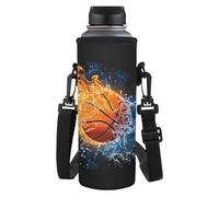 HUGS IDEA Porte-bouteille d'eau réglable avec bandoulière pour enfants garçons, Ballon de basket à eau de, L, Organiseur de sac