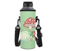 Hugs Idea Porte-Bouteille Isotherme en néoprène avec bandoulière, Mignon Champignon Grenouille, L, Organiseur de Sac