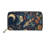 HUGS IDEA Portefeuille long en cuir pour femme Motif arc-en-ciel, Gothiv Moth Floral, Décontracté