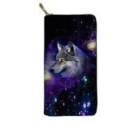 Hugs Idea Portefeuille long en cuir PU avec fermeture éclair Motif animal