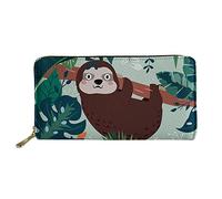 HUGS IDEA Portefeuille long en cuir synthétique coloré pour femme, Paresseux animal 3, Taille unique, Portefeuille pour passeport