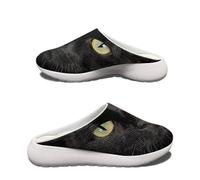 HUGS IDEA Sabots de jardin unisexes pour homme et femme - Mules à enfiler en maille - Pantoufles pour la maison et la plage, motif chat noir, 39 EU