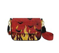 HUGS IDEA Sac à bandoulière d'Halloween pour femme Hobo Sac à main en cuir, Chauve-souris flamboyante, Taille unique