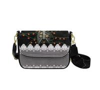 HUGS IDEA Sac à bandoulière d'Halloween pour femme Hobo Sac à main en cuir, Squelette Halloween., Taille unique