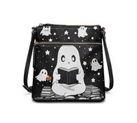 HUGS IDEA Sac à bandoulière en cuir pour femme, sac à main d'Halloween, cadeaux de vacances, Fantôme mignon, Taille unique