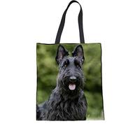 Hugs Idea Sac à bandoulière en toile écossaise Motif à carreaux de terrier écossais Réutilisable - Vert - Scottish Terrier 7, Taille M