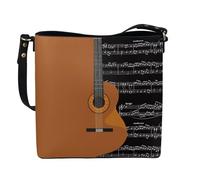 HUGS IDEA Sac à bandoulière pour femme avec sangles réglables, poignée sur le dessus, sac à main léger et portable, Notes de musique pour guitare, Taille unique