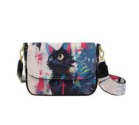 HUGS IDEA Sac à bandoulière pour femme en cuir avec sangle de guitare, portefeuille de voyage vintage, Graffiti Cat, Taille unique