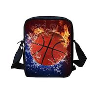 HUGS IDEA Sac à bandoulière tendance, petit sac à bandoulière pour voyage, école, unisexe, sac à main pour garçons et filles, Ballon de basket Fire, Taille unique