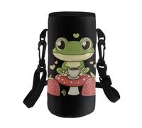 HUGS IDEA Sac à bouteille d'eau pour filles et enfants - Porte-bouteille d'eau anti-poussière, Mignon champignon grenouille, L, Organiseur de sac