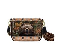 HUGS IDEA Sac à main à bandoulière en cuir pour femme avec poche intérieure, portefeuille tendance, Ours brun tribal, Taille unique